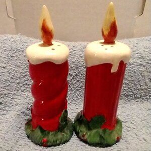 1950s Ceramic S&P Christmas Candles Figurines Japan No. 746